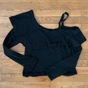 Black one shoulder long sleeve top